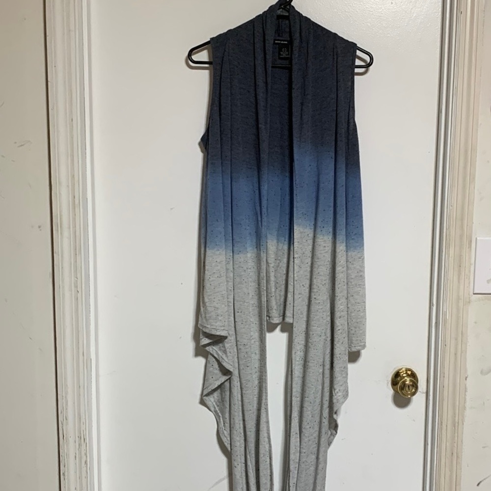 DKNY Jeans Umbre Spotted Sleeveless High Back Cardigan Duster
